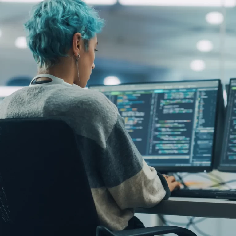 Cyber security specialist on pc